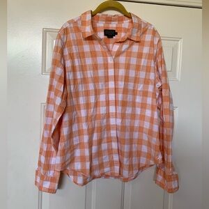 Women’s Pendleton Orange And White Plaid Button Up Blouse 🌴